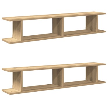 vidaXL Ραφιέρες Τοίχου 2 τεμ. Αρτισιανή Δρυς 105x18x20cm Επεξεργ. Ξύλο