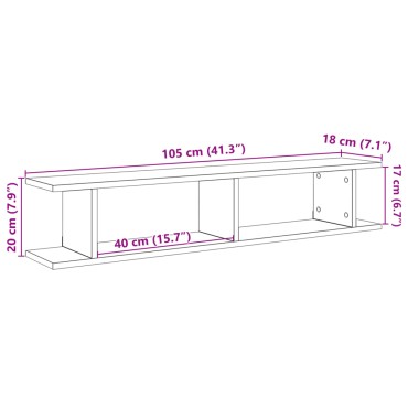 vidaXL Ραφιέρες Τοίχου 2 τεμ. Αρτισιανή Δρυς 105x18x20cm Επεξεργ. Ξύλο