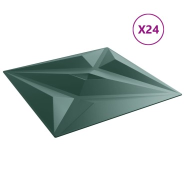 vidaXL Πάνελ Τοίχου 24 τεμ. Πράσινη Σχέδιο Αστέρι 50x50 εκ. 6 μ² XPS