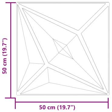 vidaXL Πάνελ Τοίχου 12 τεμ. Γκρι Σχέδιο Αστέρι 50x50 εκ. 3 μ² XPS
