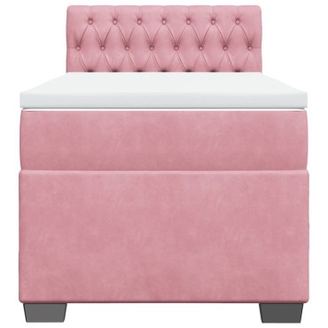 vidaXL Κρεβάτι Boxspring με Στρώμα Ροζ 80 x 200 εκ. Βελούδινο