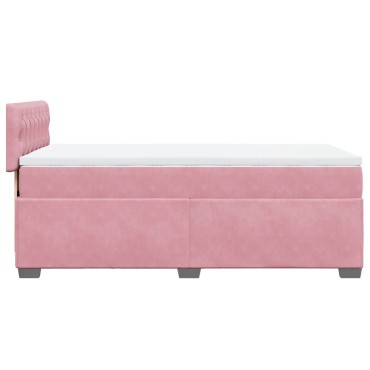 vidaXL Κρεβάτι Boxspring με Στρώμα Ροζ 80 x 200 εκ. Βελούδινο