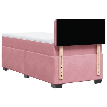 vidaXL Κρεβάτι Boxspring με Στρώμα Ροζ 80 x 200 εκ. Βελούδινο