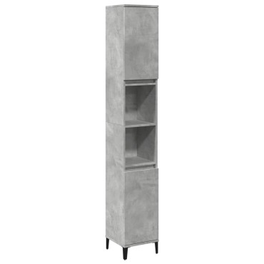 vidaXL Ντουλάπι Μπάνιου Γκρι Σκυροδέματος 30x30x190cm Επεξ. Ξύλο 1 τεμ.