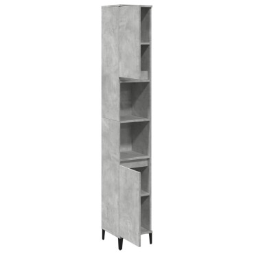 vidaXL Ντουλάπι Μπάνιου Γκρι Σκυροδέματος 30x30x190cm Επεξ. Ξύλο 1 τεμ.