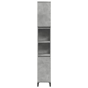 vidaXL Ντουλάπι Μπάνιου Γκρι Σκυροδέματος 30x30x190cm Επεξ. Ξύλο 1 τεμ.