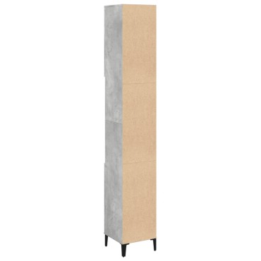 vidaXL Ντουλάπι Μπάνιου Γκρι Σκυροδέματος 30x30x190cm Επεξ. Ξύλο 1 τεμ.
