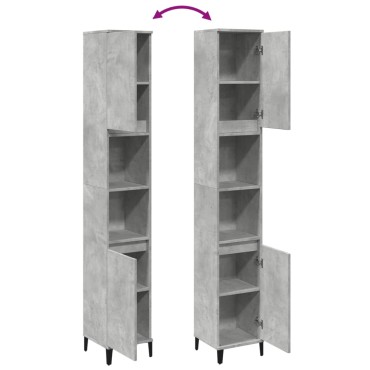 vidaXL Ντουλάπι Μπάνιου Γκρι Σκυροδέματος 30x30x190cm Επεξ. Ξύλο 1 τεμ.