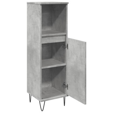 vidaXL Ντουλάπι Μπάνιου Γκρι Σκυροδέματος 30x30x100cm Επεξ. Ξύλο