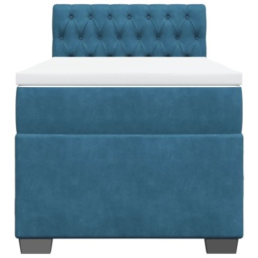 vidaXL Κρεβάτι Boxspring με Στρώμα Σκούρο Μπλε 80 x 200 εκ. Βελούδινο