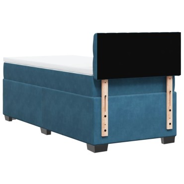 vidaXL Κρεβάτι Boxspring με Στρώμα Σκούρο Μπλε 80 x 200 εκ. Βελούδινο