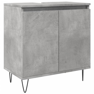 vidaXL Ντουλάπι Μπάνιου Γκρι Σκυροδεμ. 58x33x60cm Επεξεργ. Ξύλο