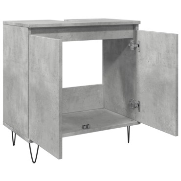 vidaXL Ντουλάπι Μπάνιου Γκρι Σκυροδεμ. 58x33x60cm Επεξεργ. Ξύλο