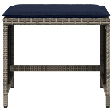 vidaXL Σκαμπό Κήπου 4 τεμ. Γκρι 40x40x35cm Συνθετικό Ρατάν Μαξιλάρια