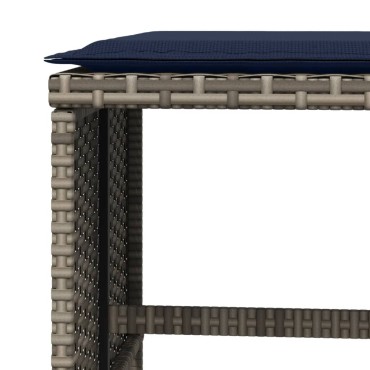 vidaXL Σκαμπό Κήπου 4 τεμ. Γκρι 40x40x35cm Συνθετικό Ρατάν Μαξιλάρια