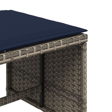 vidaXL Σκαμπό Κήπου 4 τεμ. Γκρι 40x40x35cm Συνθετικό Ρατάν Μαξιλάρια