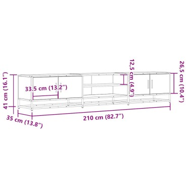 vidaXL Έπιπλο Τηλεόρασης Καφέ Δρυς 210x35x41cm Επεξεργασμένο Ξύλο