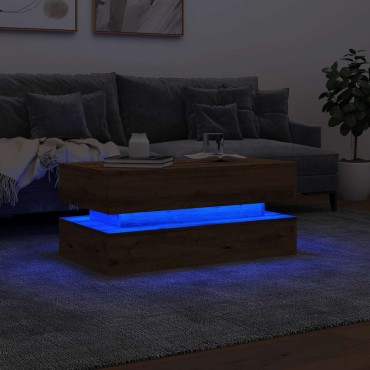 vidaXL Τραπεζάκι Σαλονιού με LED Αρτισιανή Δρυς 90x50x40cm 1 τεμ.