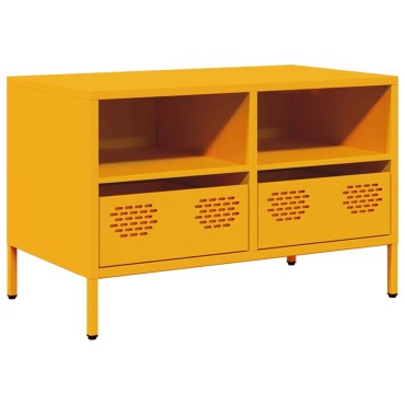 vidaXL Έπιπλο Τηλεόρασης Μουσταρδί 68x39x43,5cm Ατσάλι Ψυχρής Έλασης