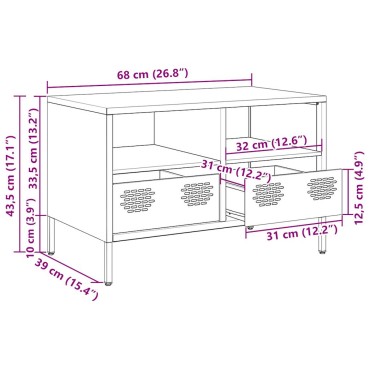vidaXL Έπιπλο Τηλεόρασης Μουσταρδί 68x39x43,5cm Ατσάλι Ψυχρής Έλασης