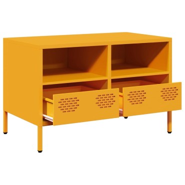 vidaXL Έπιπλο Τηλεόρασης Μουσταρδί 68x39x43,5cm Ατσάλι Ψυχρής Έλασης