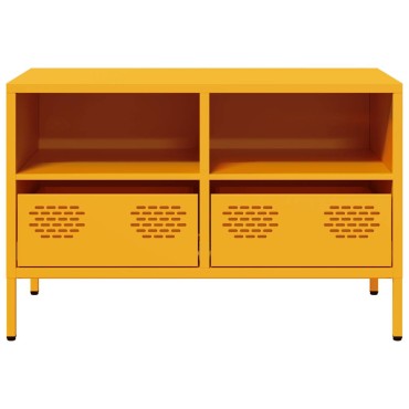 vidaXL Έπιπλο Τηλεόρασης Μουσταρδί 68x39x43,5cm Ατσάλι Ψυχρής Έλασης