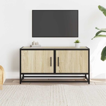 vidaXL Έπιπλο Τηλεόρασης Sonoma Δρυς 80x34,5x40cm Επεξ. Ξύλο/Μέταλλο