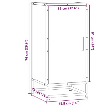 vidaXL Ραφιέρα Καφέ Δρυς 35,5x35x76cm Επεξ. Ξύλο + Μέταλλο 1 τεμ.