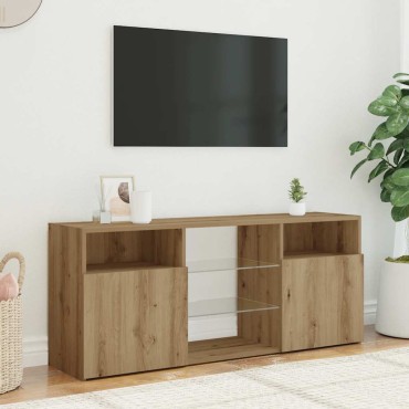 vidaXL Έπιπλο Τηλεόρασης με LED Αρτισιανή Δρυς 120x30x50cm Επεξ.Ξύλο