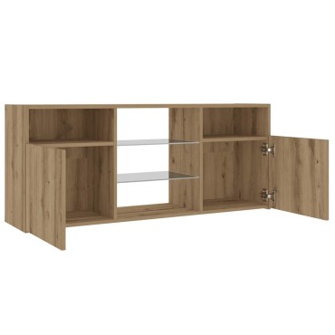 vidaXL Έπιπλο Τηλεόρασης με LED Αρτισιανή Δρυς 120x30x50cm Επεξ.Ξύλο