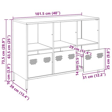 vidaXL Ντουλάπι Λαδί 101,5x39x73,5cm από Χάλυβα Ψυχρής Έλασης 1 τεμ.