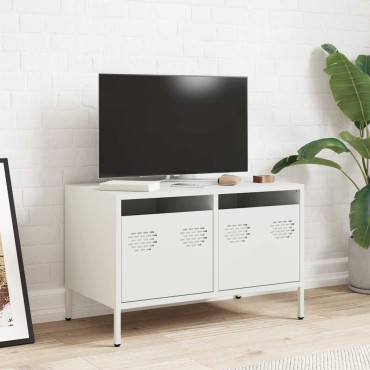 vidaXL Έπιπλο Τηλεόρασης Λευκό 68x39x43,5cm Ατσάλι Ψυχρής Έλασης