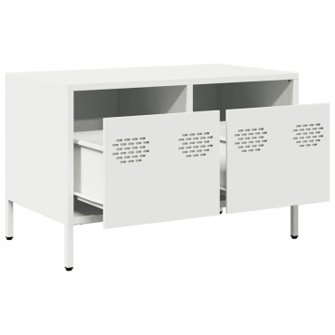 vidaXL Έπιπλο Τηλεόρασης Λευκό 68x39x43,5cm Ατσάλι Ψυχρής Έλασης