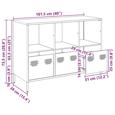 vidaXL Ντουλάπι Μαύρο 101,5x39x73,5cm από Χάλυβα Ψυχρής Έλασης 1 τεμ.
