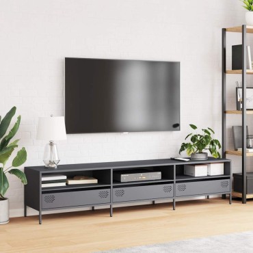 vidaXL Έπιπλο Τηλεόρασης Ανθρακί 202x39x43,5cm Ατσάλι Ψυχρής Έλασης