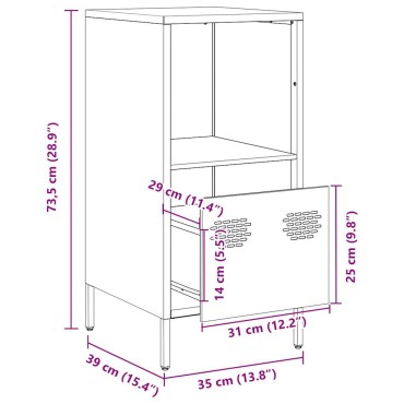 vidaXL Ντουλάπι Μαύρο 35x39x73,5cm από Χάλυβα Ψυχρής Έλασης 1 τεμ.
