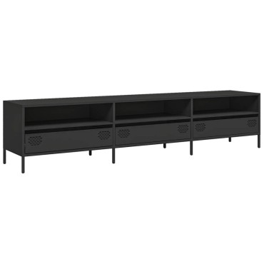 vidaXL Έπιπλο Τηλεόρασης Μαύρο 202x39x43,5cm Χάλυβας Ψυχρής Έλασης