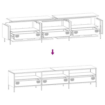 vidaXL Έπιπλο Τηλεόρασης Μαύρο 202x39x43,5cm Χάλυβας Ψυχρής Έλασης