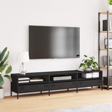 vidaXL Έπιπλο Τηλεόρασης Μαύρο 202x39x43,5cm Χάλυβας Ψυχρής Έλασης