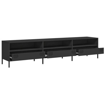 vidaXL Έπιπλο Τηλεόρασης Μαύρο 202x39x43,5cm Χάλυβας Ψυχρής Έλασης