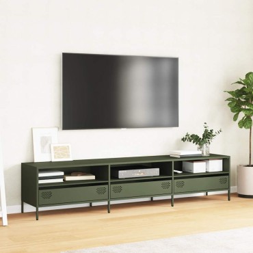 vidaXL Έπιπλο Τηλεόρασης Λαδί 202x39x43,5cm Ατσάλι Ψυχρής Έλασης