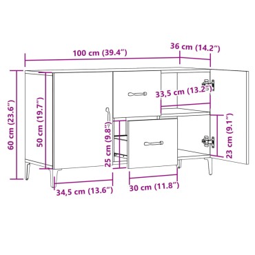vidaXL Ντουλάπι Παλαιό Ξύλο 100x36x60cm από Επεξεργασμένο Ξύλο 1 τεμ.