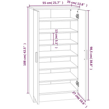 vidaXL Παπουτσοθήκη Γκρι Σκυροδέματος 55x35x108cm Επεξεργασμένο Ξύλο