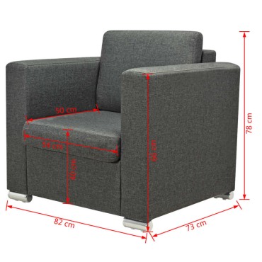 vidaXL Πολυθρόνα Σκούρο Γκρι Υφασμάτινη 82x73x78cm 1 τεμ.