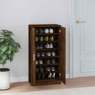 vidaXL Παπουτσοθήκη Καπνιστή Δρυς 55x35x108cm από Επεξεργασμένο Ξύλο