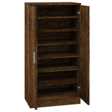 vidaXL Παπουτσοθήκη Καπνιστή Δρυς 55x35x108cm από Επεξεργασμένο Ξύλο