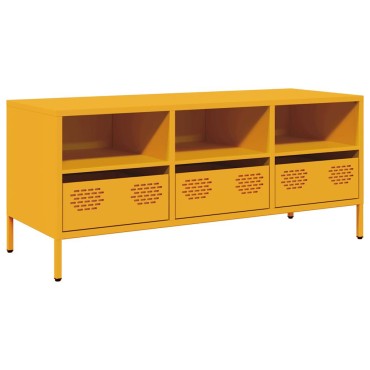 vidaXL Έπιπλο Τηλεόρασης Μουσταρδί 101,5x39x43,5 Ατσάλι Ψυχρής Έλασης 101,5x39x43,5cm