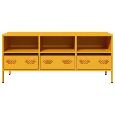 vidaXL Έπιπλο Τηλεόρασης Μουσταρδί 101,5x39x43,5 Ατσάλι Ψυχρής Έλασης 101,5x39x43,5cm