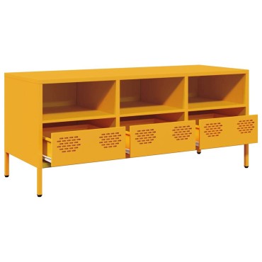 vidaXL Έπιπλο Τηλεόρασης Μουσταρδί 101,5x39x43,5 Ατσάλι Ψυχρής Έλασης 101,5x39x43,5cm