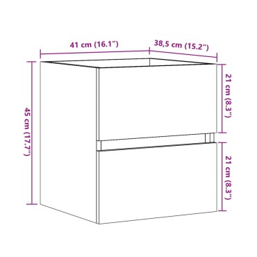 vidaXL Ντουλάπι Νιπτήρα Γκρι Σκυροδ. 41x38,5x45cm Επεξεργασμένο Ξύλο 1 τεμ.